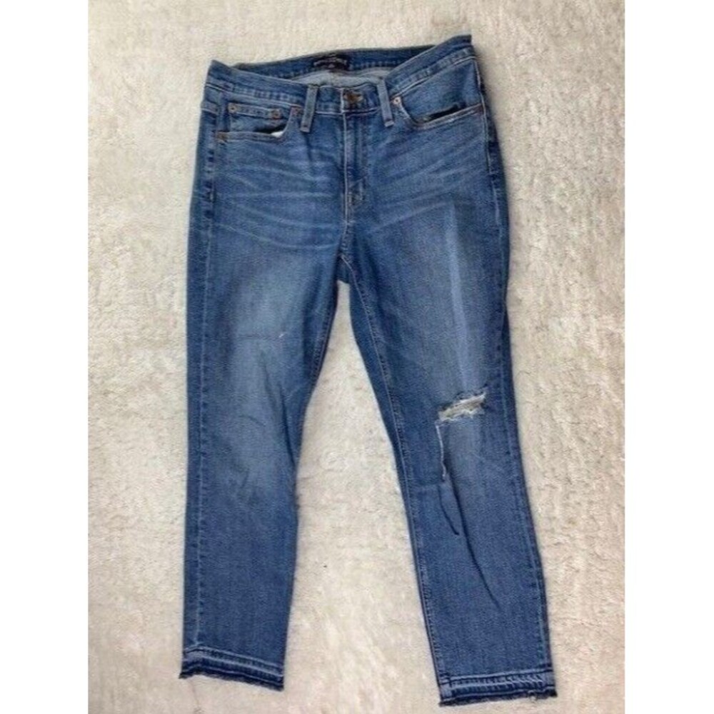 J Crew Mercantile Size 27 Womens Ankle Jeans Raw Hem Distress Destroyed Mid Rise